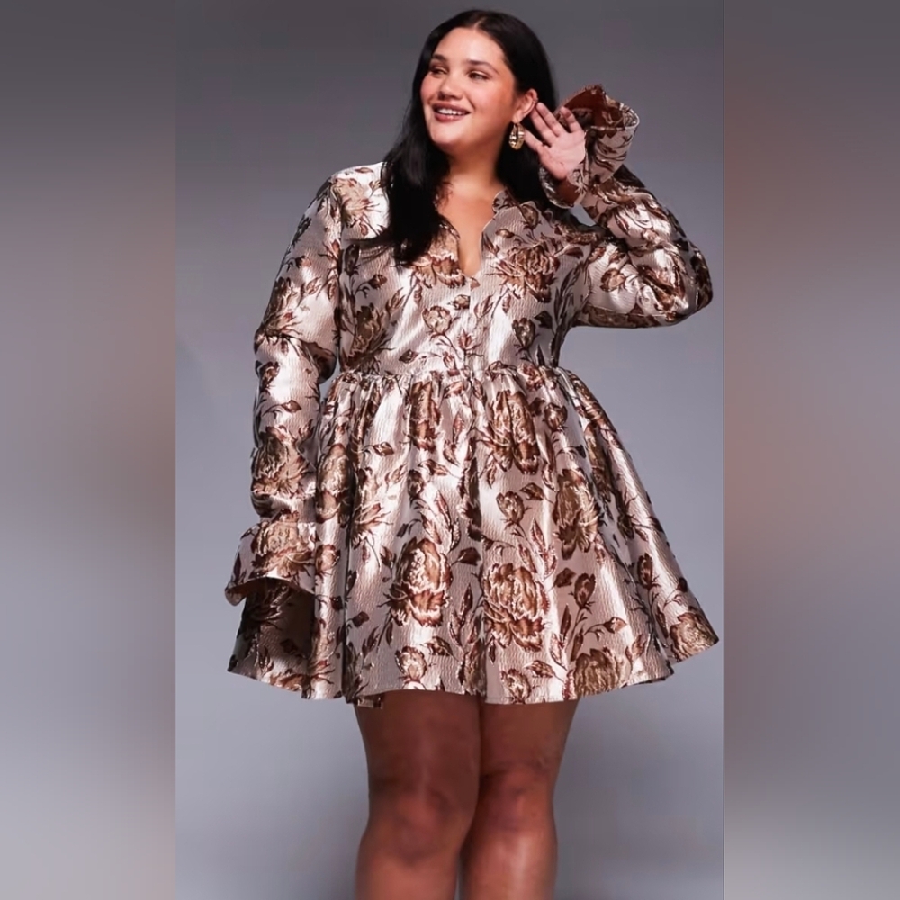 ASOS Womens Dress in Cream and Brown Floral